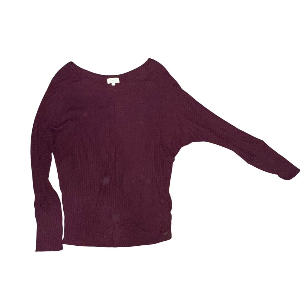 Lucky Brand Burgundy Ribbed Dolman Sleeve Lightweight‎ Sweater Top Women S